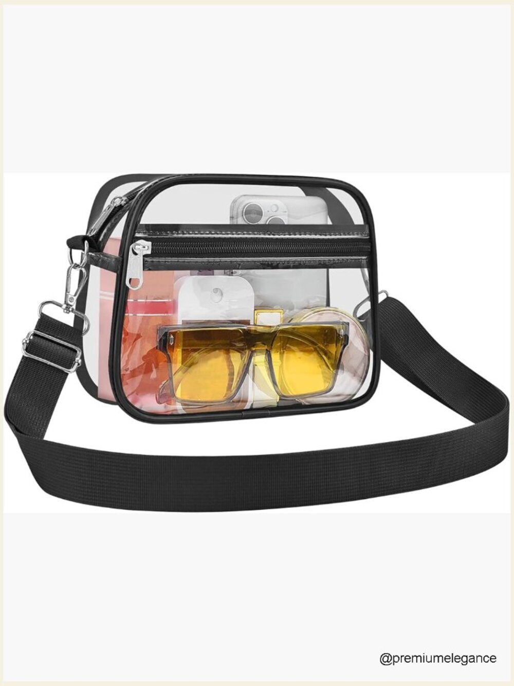 Clear Stadium Approved Crossbody Bag with Adjustable Strap, Waterproof PVC